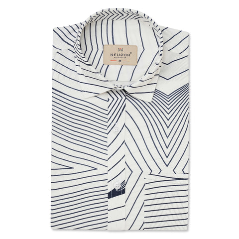 Black Line White Half Sleeves Shirt