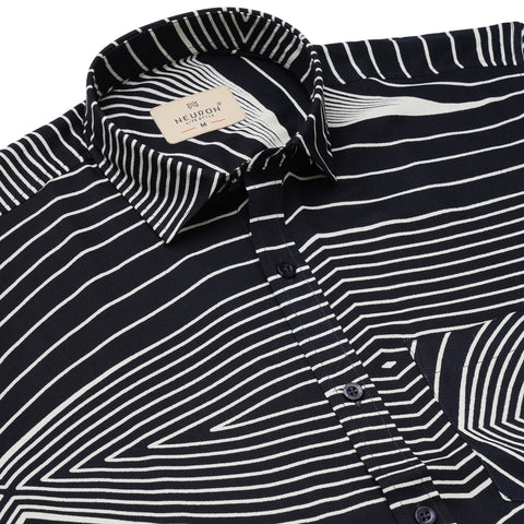White Line Black Half Sleeves Shirt