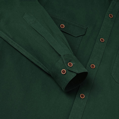 Men's Bottle Green Double Pocket Casual Shirt
