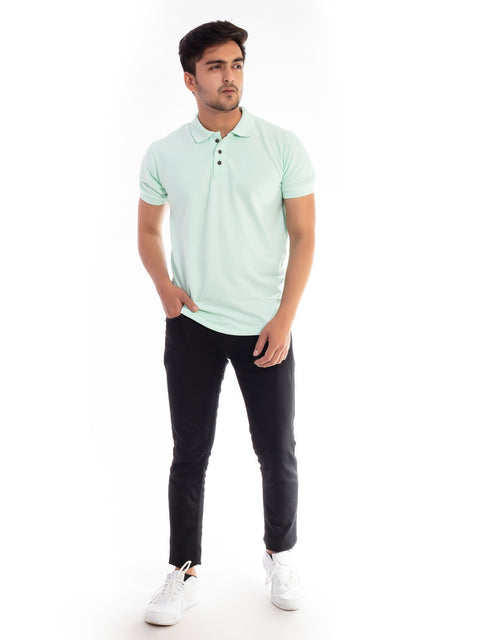 Men's Mint Green Polo Collar T-shirt.