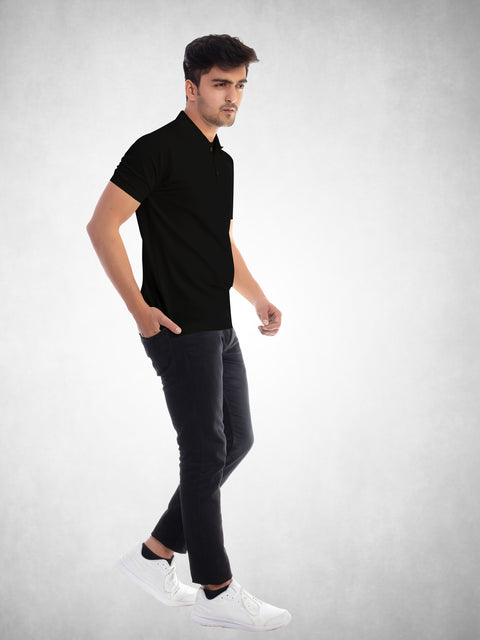 Men's Black Polo Collar T-shirt