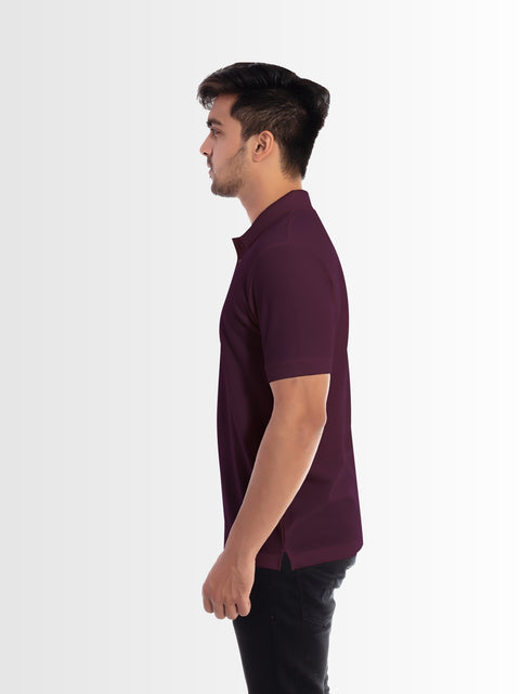 Men's Burgundy Polo Collar T-shirt