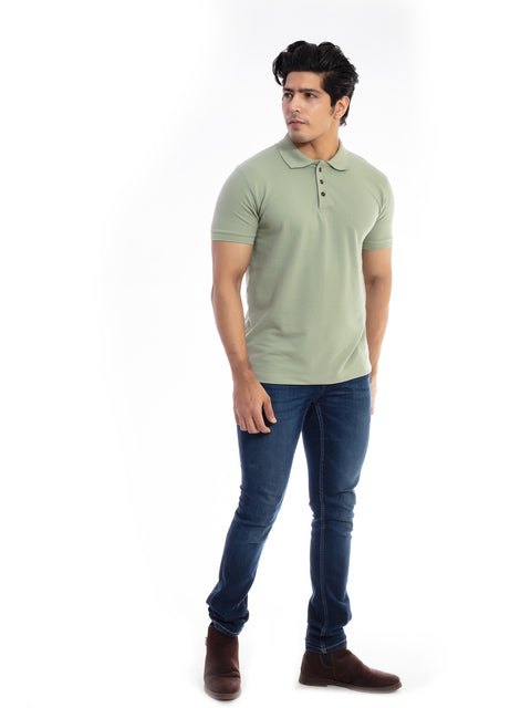Men's Moss Green Polo Collar T-shirt.