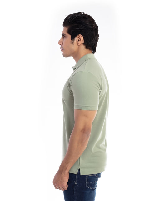 Men's Moss Green Polo Collar T-shirt.