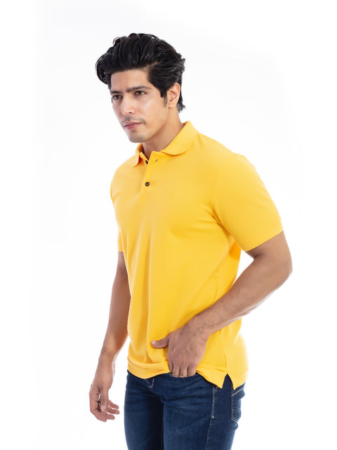 Men's Mustard Yellow Polo Collar T-shirt.