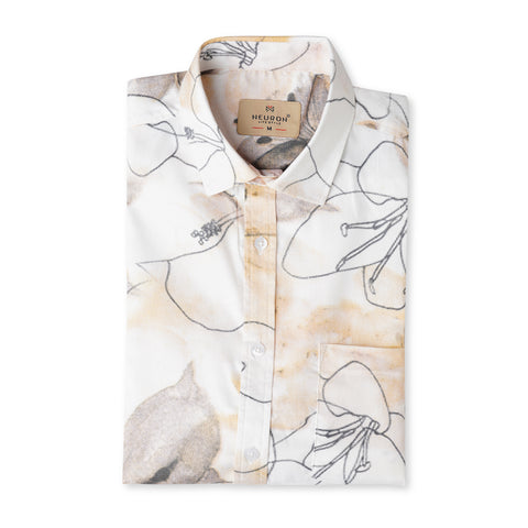 Pencil Art Peach Floral Half Sleeves Shirt