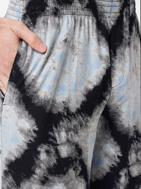 Black   and   Blue   Tie   Dye   Printed     Co-ord   Set