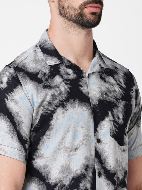 Black   and   Blue   Tie   Dye   Printed     Co-ord   Set