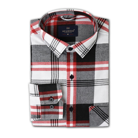 Red & White Tartan Checked Flannel Shirt