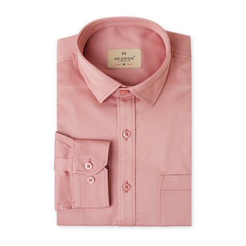 Men Light Peach Satin Cotton Shirt