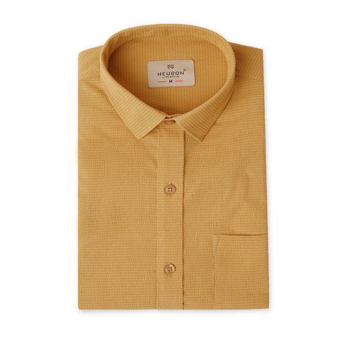 Mustard Popcorn Solid Half Sleeves Shirt