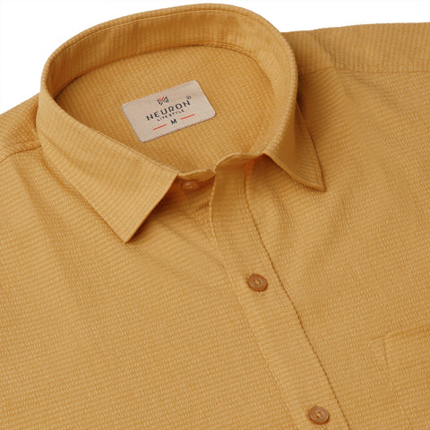 Mustard Popcorn Solid Half Sleeves Shirt