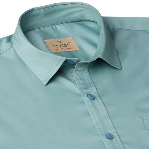 Men Soft Green Satin Cotton Shirt
