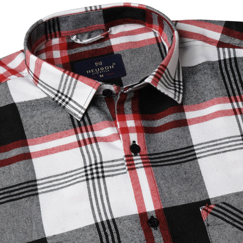 Red & White Tartan Checked Flannel Shirt