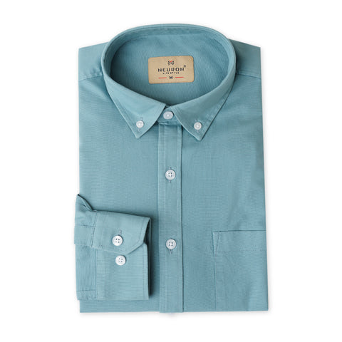 Men Teal Green Oxford Shirt