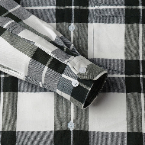 Men Green & White Checked Flannel Shirt