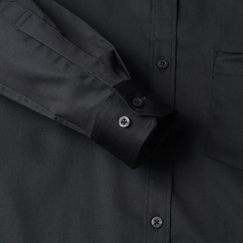Men Carbon Black Satin Cotton Shirt