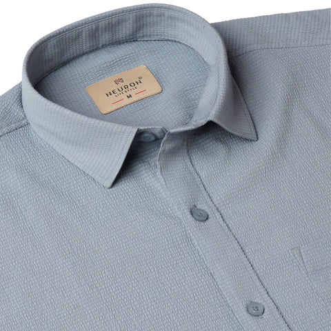 Misty Grey Popcorn Solid Half Sleeves Shirt