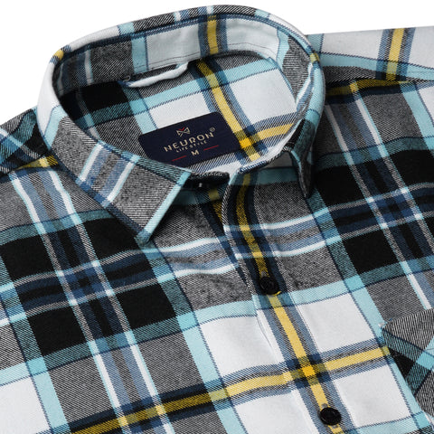 Yellow & Sky Blue Checked Flannel Shirt