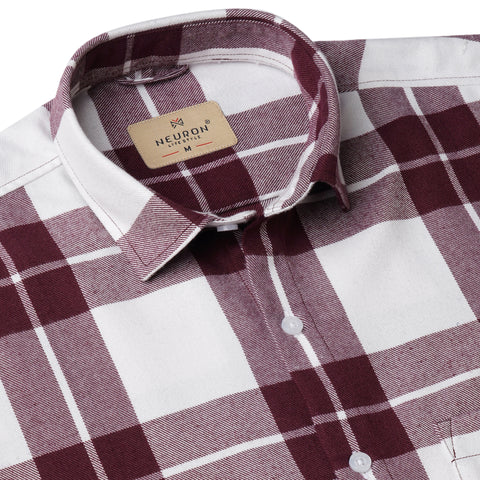 Men Plum & White Checked Flannel Shirt