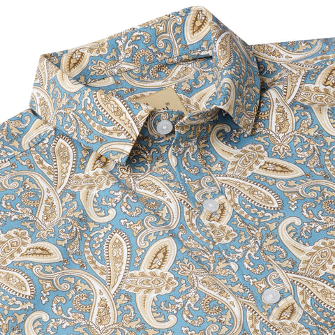 LEAF BLUE HALF SLEEVES PRINTED SHIRT