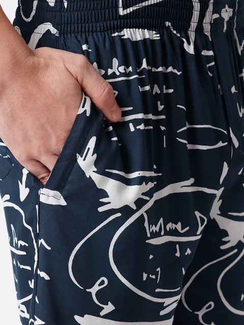 Abstract Royal Blue Co-ord Set