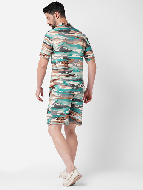 Teal Green Camo Printed Co-ord Set
