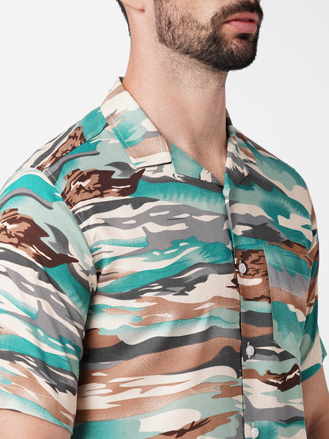 Teal Green Camo Printed Co-ord Set