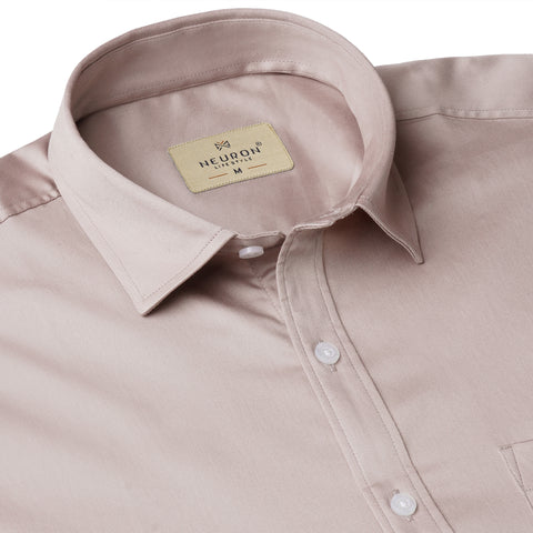 Men Pastel Grey Satin Cotton Shirt