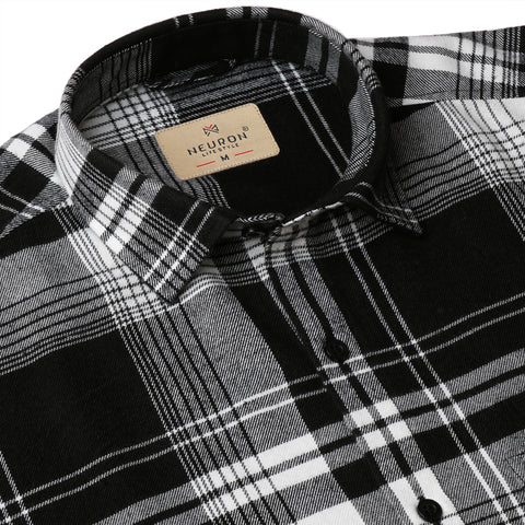 Black Tartan Checked Flannel Shirt