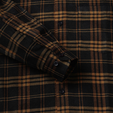 Men Brown & Black Checked Flannel Shirt