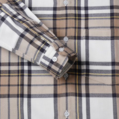 Men White & Peach Checked Flannel Shirt