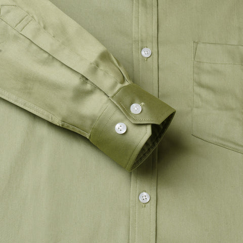 Men Green Satin Cotton Shirt