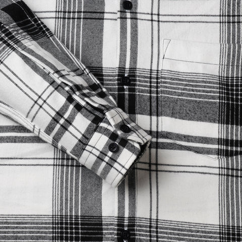 White & Black Tartan Checked Flannel Shirt