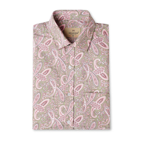 LEAF PEACH HALF SLEEVES PRINTED SHIRT