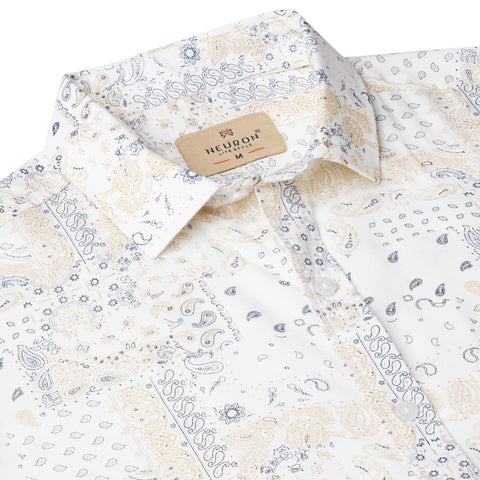 Men Cream & Gold Half Sleeves Printed Shirt