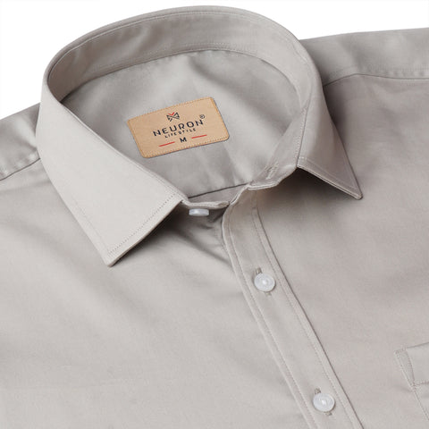 Men Light Grey Satin Cotton Shirt