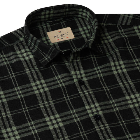 Men Black And Green Checked Flannel Shirt
