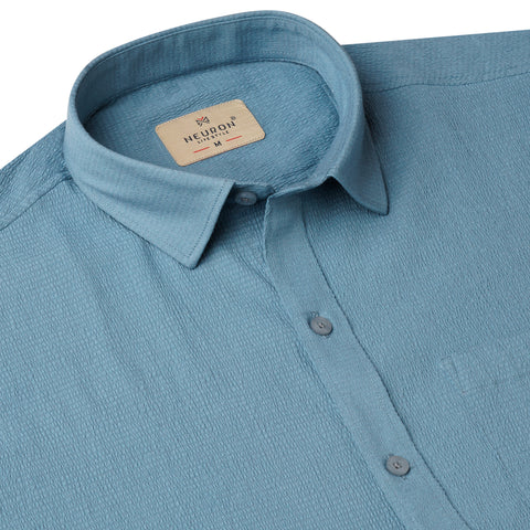Slate Grey Popcorn Solid Half Sleeves Shirt