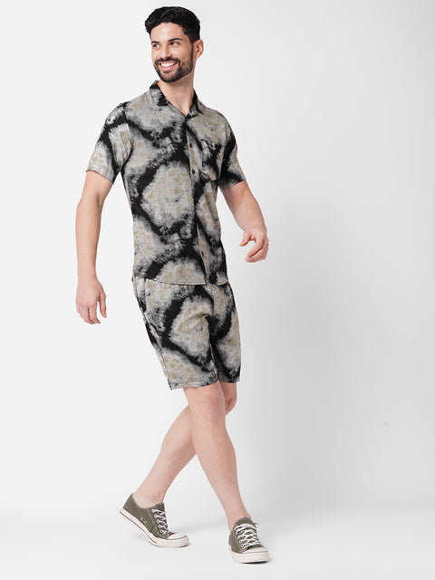 Black and Brown Tie Dye Printed    Co-ord Set