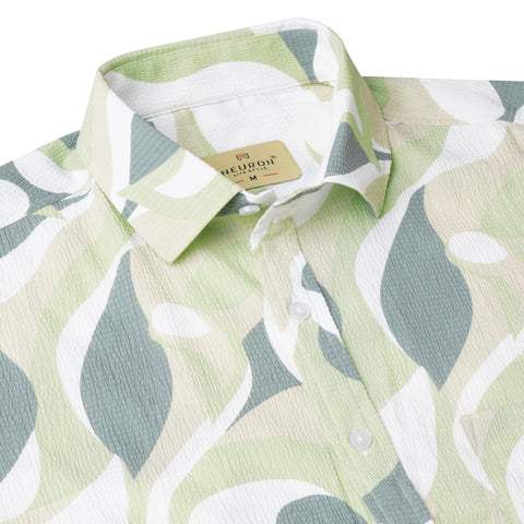 Popcorn Printed Half Sleeves Shirt (GREEN103)