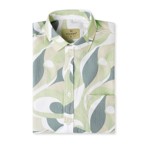 Popcorn Printed Half Sleeves Shirt (GREEN103)