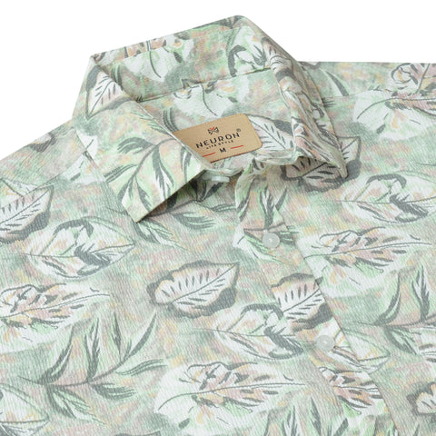 Popcorn Tropic Green Half Sleeves Printed shirt