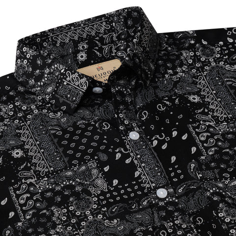 Men Black & Silver Half Sleeves Printed Shirt