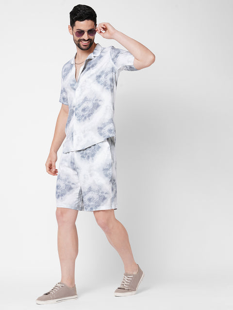 Grey & White Tie Dye Printed      Co-ord Set