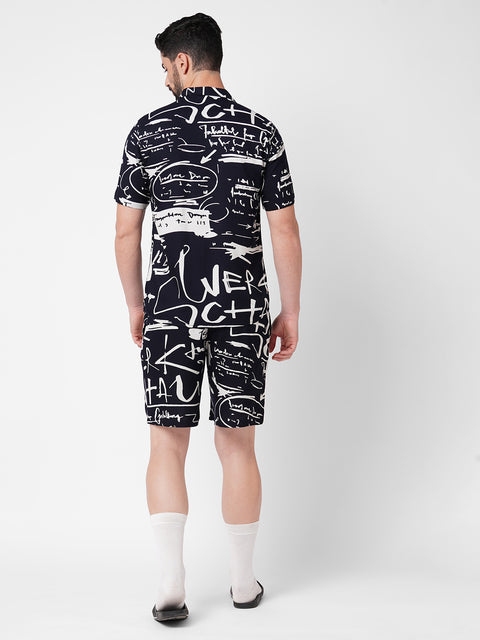 Abstract Navy Blue Co-ord Set