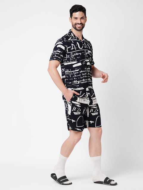 Abstract Navy Blue Co-ord Set