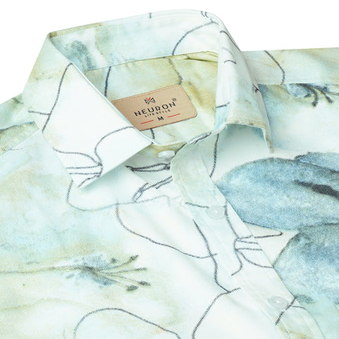 Pencil Art Blue Half Sleeves Shirt