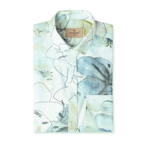 Pencil Art Blue Half Sleeves Shirt