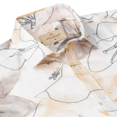 Pencil Art Peach Floral Half Sleeves Shirt